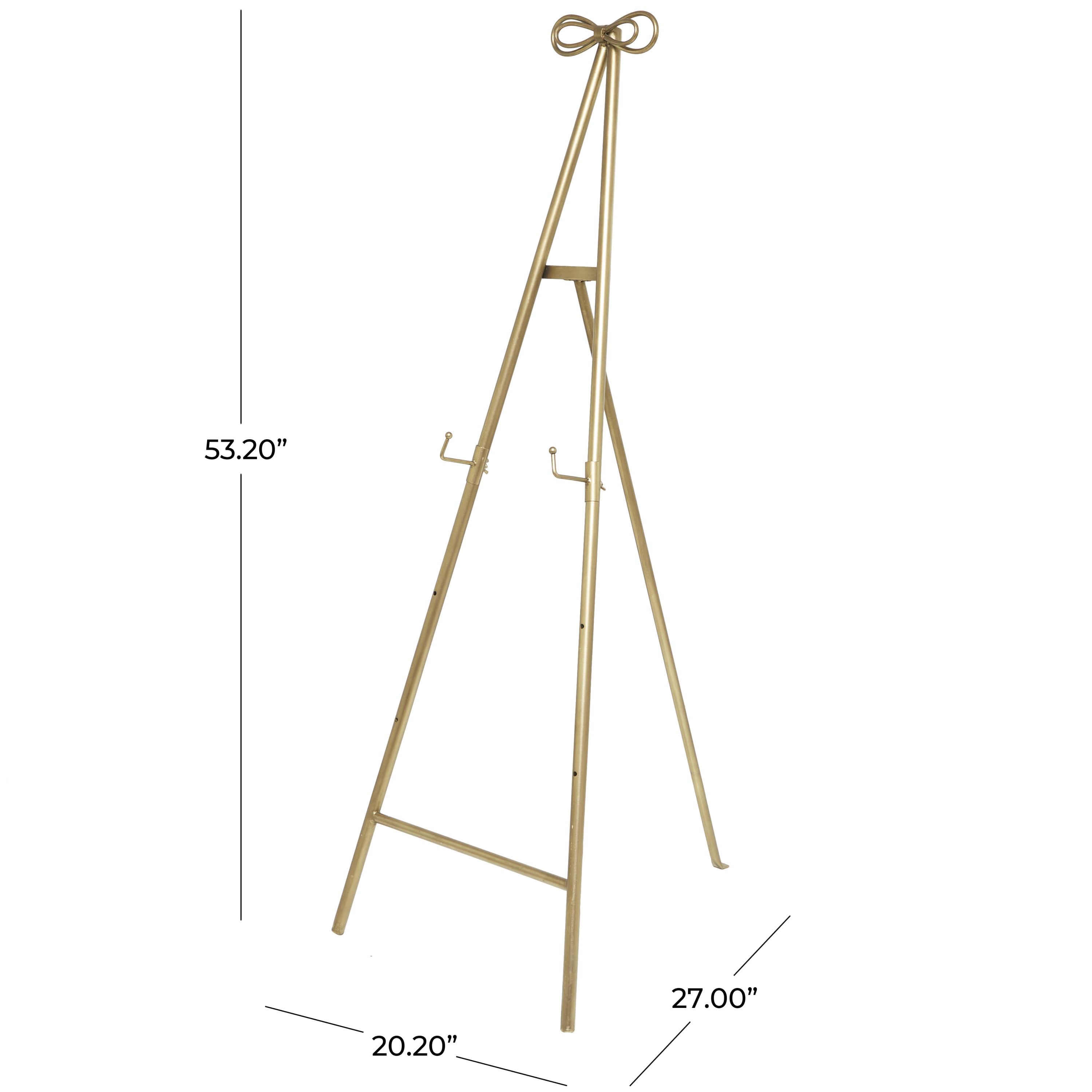 53 in. Gold Paint Floor Easel with Adjustable Brackets with Black and Red Accented