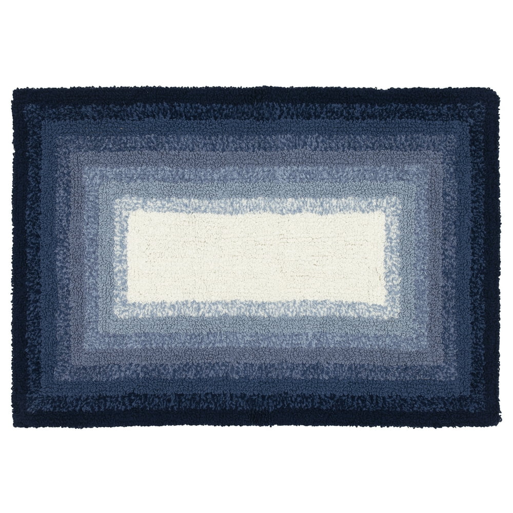 Better Homes & Gardens Ombre Cotton Bath Rug, Blue Admiral, 20" x 30