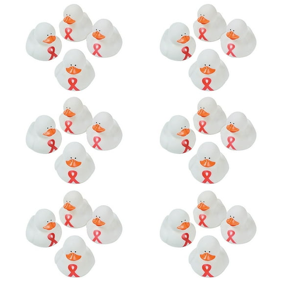 Fun Express Bulk 120 Pieces Red Awareness Ribbon Rubber Ducks