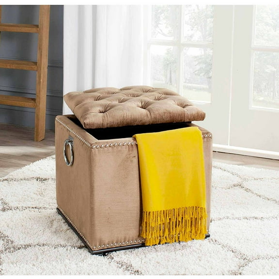 Safavieh Arturo Modern Glam Storage Ottoman w/ Silver Nail Heads