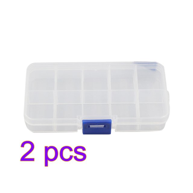 Youkk 2pcs 10 Grid Detachable Compartment Rhinestones Box Jewelry Case Crafts Nail Art Tips Storage Organizer