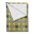 thumbnail image 2 of Renaissance Soft Flannel Fleece Blanket, Retro Damask Motif Mosaic Tiles with Antique Ornamental Baroque Effects, Cozy Plush for Indoor and Outdoor Use, 50" x 70", Yellow Black White, by Ambesonne, 2 of 5