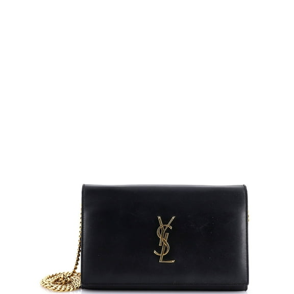 Pre-Owned Saint Laurent Classic Monogram Wallet on Chain Leather Small By Rebag