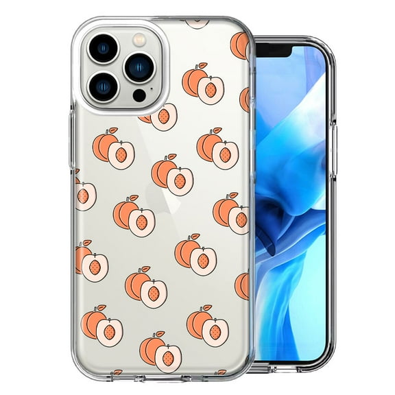 MUNDAZE For Apple iPhone 13 Pro Max Polkadot Peaches Design Double Layer Phone Case Cover