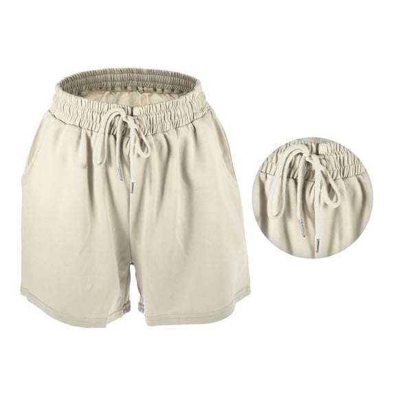 Vocoste Women's Flowy Running Shorts Casual High Waisted Workout Shorts Khaki Size 2XL