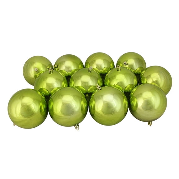 12ct Shiny Green Kiwi Shatterproof Christmas Ball Ornaments 4" (100mm)
