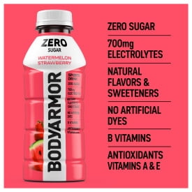 BODYARMOR Zero Sugar Watermelon Strawberry Sports Drink, 16 fl oz Bottles, 12 Pack