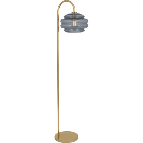 Modern Beehive Glass Floor Lamp with Brass Finish - Smoke Gray Glass - 62.5 inch - UL Listed - Full Range Dimmer - Stylish Home Lighting Fixture