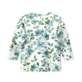 thumbnail image 4 of LTTVQM 3/4 Length Sleeve Shirts for Girls Size 5-6 Winter Loose Fit Floral Graphic Tops Basic Crewneck Blouses for Girls Fashion Tops Mint Green 5-6 Years, 4 of 4
