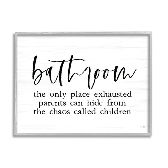 Stupell Industries Humorous Bathroom Family Quote Parents & Children Framed Wall Art, 30 x 24, Design by Lux   Me Designs