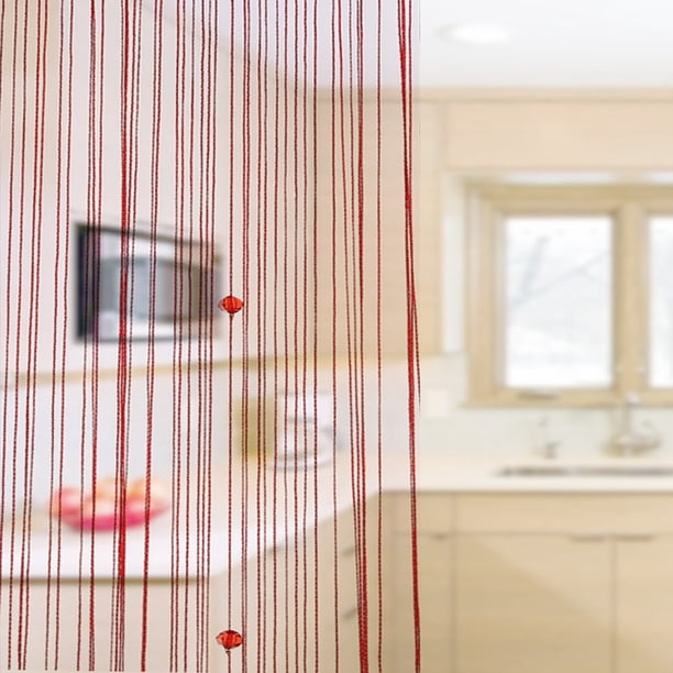 Cortina de cuerda Cuentas decorativas Panel de pared Franja Habitación Puerta Ventana Rojo Hugtrwg Para estrenar