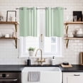 thumbnail image 2 of 2 Panels Kitchen Tier Curtains 39 Inch Length, Sage Green White Stripe Grommets Window Treatment Curtain, Modern Rustic Vertical Striped Thermal Curtains Drapes for Living Room/Bathroom, 2 of 9