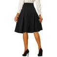 thumbnail image 3 of MODA NOVA Juniors' High Waist Button Decoration Vintage Pleated Flared Midi Skirt, 3 of 5