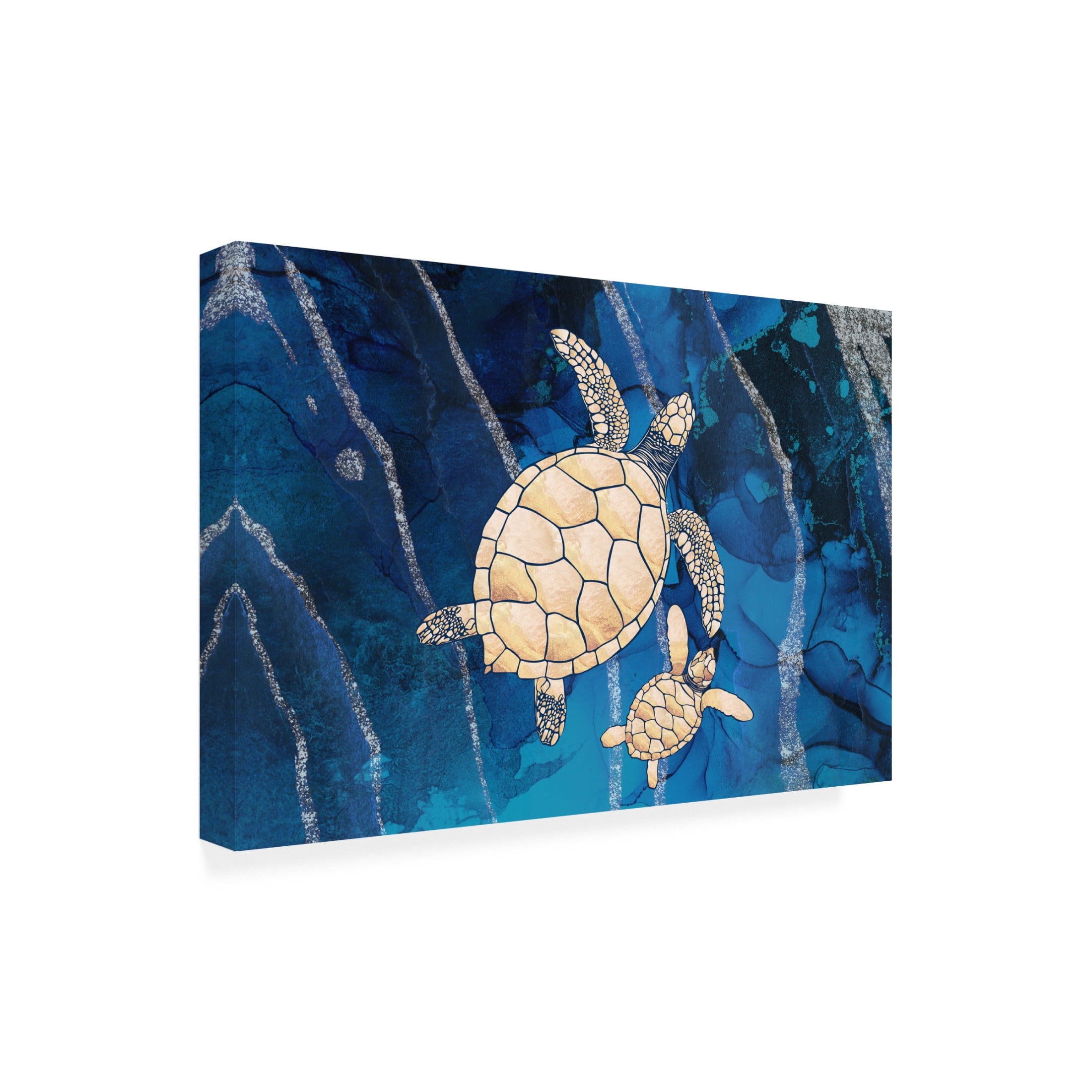 Trademark Fine Art Sarah Manovski  Landscape gold turtles ripples Canvas Wall Art