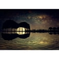 thumbnail image 2 of wall26 - Trees Arranged in a Shape of a Guitar on a Starry Sky Background in a Full Moon Night - Removable Wall Mural | Self-Adhesive Large Wallpaper - 100x144 inches, 2 of 6