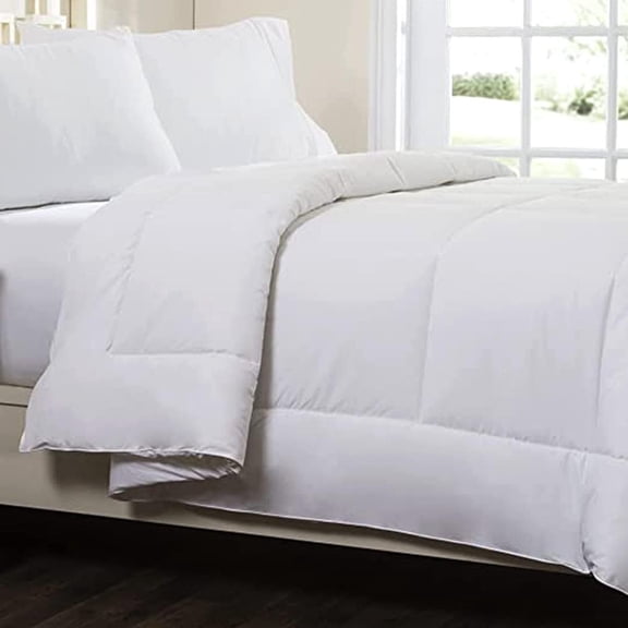 Circles Home White Down Alternative Comforter Cotton Top - Quilted Style – Healthy - Size