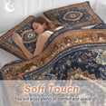 thumbnail image 4 of 3 Piece Blue Burnt Orange Boho Duvet Cover Set Queen Size, Microfiber Comforter/Quilt Cover with Corner Ties and 2 Pillowcases, Antique Southwestern Tribal All Season Soft Bedding with Zipper Closure, 4 of 8