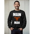 thumbnail image 3 of Main Man Side Chick Thanksgiving Couples Crewneck Sweatshirt, M, Black, Main Man, 3 of 6