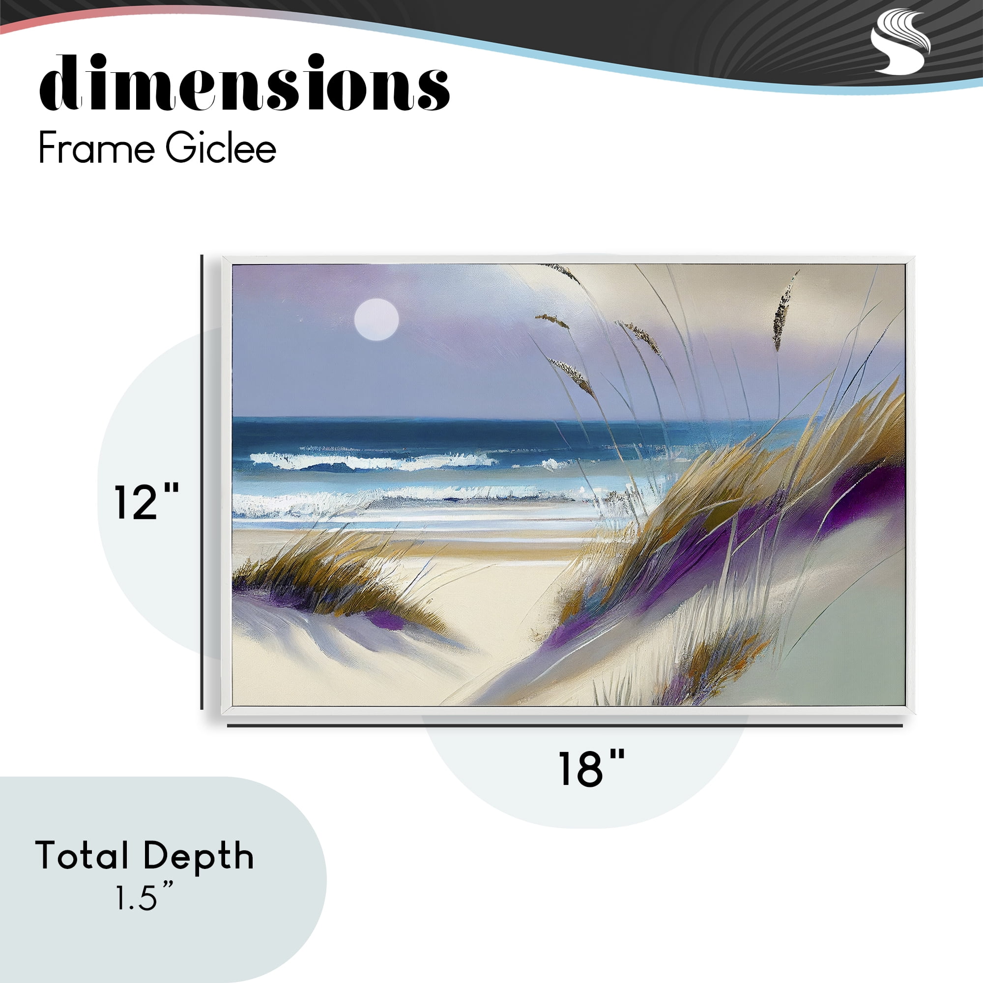 Beach Dunes Serenity White Framed Giclee Art, design by Sasha