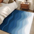 thumbnail image 4 of 3'x5' Area Rugs, Navy Blue Ombre Indoor Outdoor Area Rug for Living Room Bedroom, Modern Moire Wave Gradient Washable Bathroom Rugs Kitchen Floor Carpet Mats Home Decor Aesthetic, 4 of 8