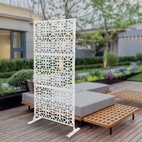 Privacy Fence Screen For Deck, Yard, Deck, Backyard, Balcony White Steel 3 Panels Privacy Screen, Decorative Privacy Screen,