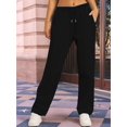 thumbnail image 4 of Women'S Wide Leg Sweatpants High Waisted Baggy Interior Drawstring Sweatpants Straight Leg Sweat Pants Black L, 4 of 7