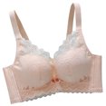thumbnail image 1 of PEZHADA Womens Non Steel Ring Style Printed Gathered Middle Button Breathable Underwear Daily Bra, 1 of 9