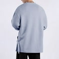thumbnail image 5 of YUGYXL Mens Oversized Sweatshirts Lightweight Casual Crew Neck Long Sleeve Tunic Top Side Slit High-Low Hem Soft Pullover Blue XL, 5 of 7