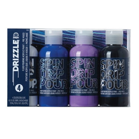 UPC: 0028995504150 | FolkArt Drizzle Pre-Mixed Fluid Pouring Acrylic Paint Set In A Galaxy Set of 4