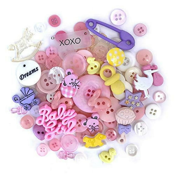 Buttons Galore Value Pack of Buttons for Crafts and Sewing- Baby Girl- 50  Buttons