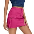 thumbnail image 5 of WEAIXIMIUNG Trendy 2024 Women Skirts Knee Length Low Waist Cargo Skirt Women Button Mini Cargo Skirt With Pocket A Line Skirt Hot Pink M, 5 of 5
