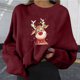 thumbnail image 1 of Puntoco Mujeres Moda Casual Estampado Cuello Redondo Suelto Manga Larga Tops Cortos Blusa Sin Capucha Sudaderas Puntoco Puntoco-1233, 1 of 6