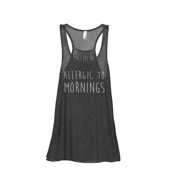 Allergic To Mornings Women's Fashion Sleeveless Flowy Racerback Workout Yoga Tank Top Charcoal Grey 2X-Large