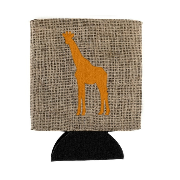 Giraffe Burlap and Orange Can or Bottle Hugger