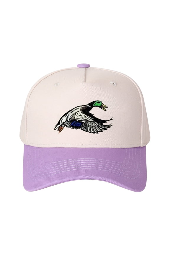 Mallard Duck Letter Embroidered Color Block Trucker Hat Unisex Adjustable Cotton Breathable Fashion Cap for Travel Daily Wear