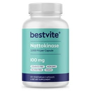 BESTVITE Nattokinase 100mg (2000 FU)(120 Vegetarian Capsules)- No Stearates-Vegan-Non GMO-Gluten Free