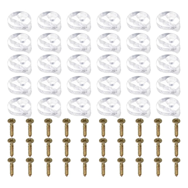 Kit de Clips de Retenue en Verre 30Set, Clips en Plastique pour Armoire en Verre 13mm avec Vis