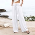 thumbnail image 2 of WULMLEO Wide Leg Pant for Women Casual Loung Palazzo Pants High Waist with Pockets Stretchy Business Casual Trousers for Work White M, 2 of 6