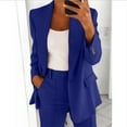thumbnail image 2 of Womens Pant Suit Women Two Piece Lapels Suit Set Business Long Sleeve Button Formal Jacket Pant Slim Women Dressy Outfits Formal Top And Pants Dress for Light Dress Pants Tuxedo Blue XXL, 2 of 5