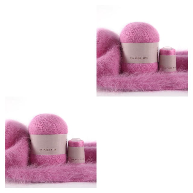 Naiovety Juego de ovillos de hilo para tejer de 50g y 20g, suéteres para bebés, calcetines, Kit de hilo de ganchillo, línea tejida a mano de Rosa Rosa 2Conjunto