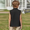 thumbnail image 3 of FAHXNVB Boys Sleeveless Button Down T-Shirts Summer School Uniform Lapel Cotton Linen Comfortable Shirts Solid Color Casual Tees Tops with Pocket 3-14 Years, 3 of 8