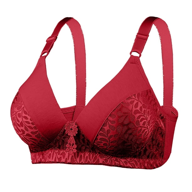 Jggspwm Woman Sexy Ladies Bra Without Steel Rings Sexy Vest Large Lingerie Bras Everyday Bra Red