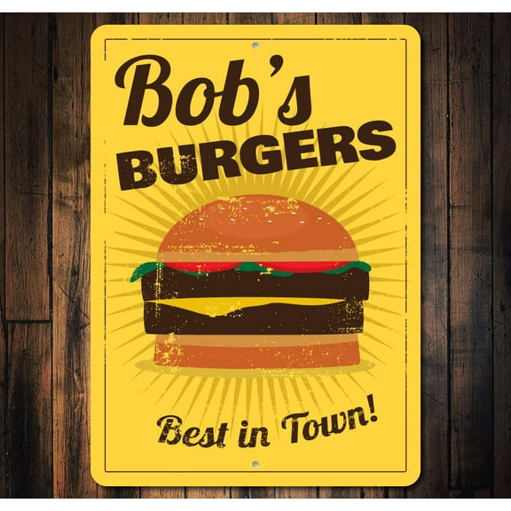 Hamburger Novelty Sign, Metal Wall Decor - 10x14 inches