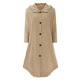 thumbnail image 4 of Ladies Solid Colour Personalised Street Sweatshirt Hooded Women's Windbreaker Mid Length Jacket, 4 of 5