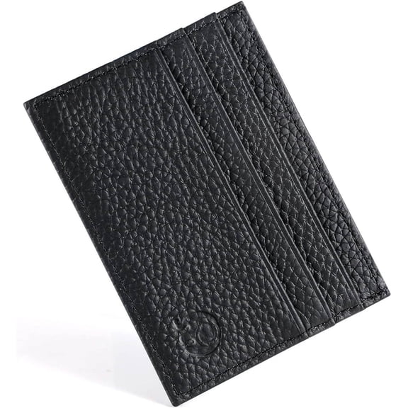 Credit Card Holder Wallet, RFID Blocking Leather Ultra Slim Wallet, Thin Minimalist Credit Card Case Card Protector, Front Pocket Wallets for Men, Women - Card Slots and Pockets (Black)