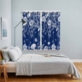 thumbnail image 4 of Navy Blue Coastal Kitchen Curtains 84 Inch Length, Starfish Coral Ocean Conch Sea Nautical Grommet Top Bedroom Living Room Curtains, Light Filtering Cafe Curtain Drapes 2 Panels Set 104''x84'', 4 of 9