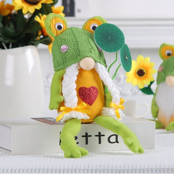 Decoración de escritorio de muñeca Rudolf con gorro de punto - Peluche enano sin rostro de 12", relleno de tela suave y algodón, alivio del estrés y regalo de compañía