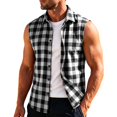 thumbnail image 5 of Atkumj Plaid Vest for Men Versatile Turn Down Collar Button Up Vest Fashion Loose Color Block Sleeveless Shirts for Men for Relaxed Daily Outfit S, 5 of 8