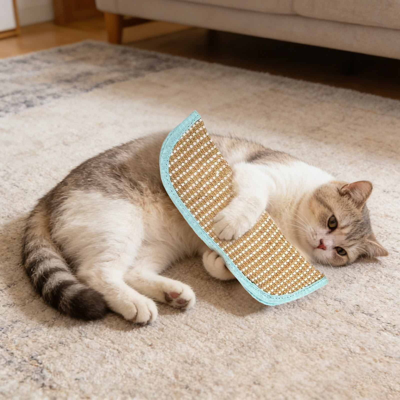 Interactive Cat Tunnel with Inside Sisal Scratching Pad for Indoor Felines Natural Chewing Teething Toy
