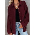 thumbnail image 3 of Femmes Velours Côtelé Chemise à Manches Longues Veste Oversized Tops, 3 of 5